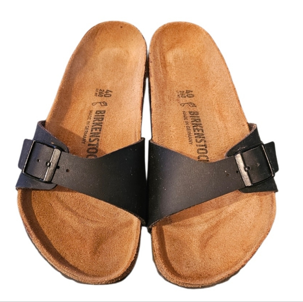 Birkenstock Madrid Birko-Flor Sandals Shoes Black Size 40/9 - Picture 2 of 8